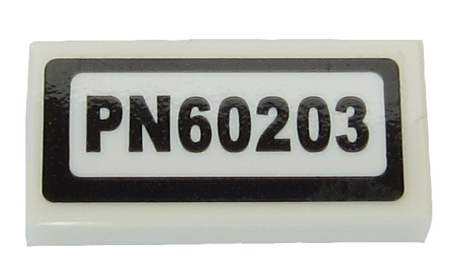 Lego Tile 1 x 2 with 'PN60203' Pattern (Sticker) - Set 60203