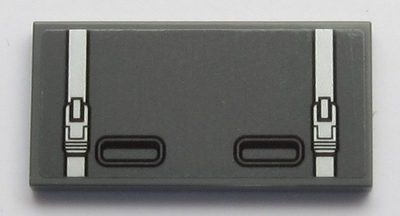 Lego Tile 2 x 4 with Two Light Bluish Gray Belts and Two Black Handles Pattern (Sticker) - Sets 60160 / 60161