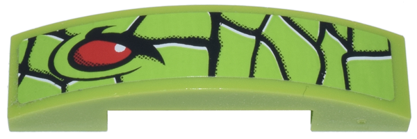 Lego Slope, Curved 4 x 1 x 2/3 Double with Snake Skin and Red Eye Pattern Model Left Side (Sticker) - Set 9095