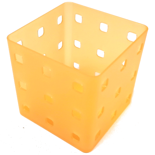 Lego Clikits Container, Utensil Holder, Cube 9 x 9 x 6, 9 Holes Each Side / Trans-Flame Yellowish Orange