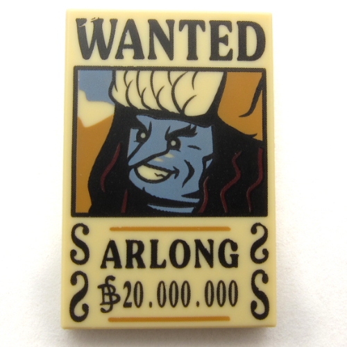 Lego Tile 2 x 3 with 'WANTED', ARLONG', '20.000.000' Print