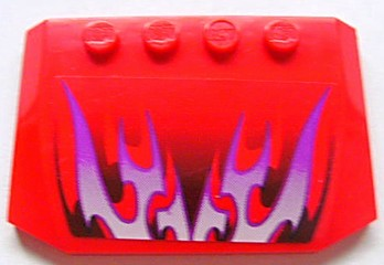 Lego Wedge 4 x 6 x 2/3 Triple Curved with Purple Flames Pattern (Sticker) - Set 8136 / Red