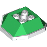 Lego Brick Wedged, Sloped 4 x 4 with White Underside Pattern (Koopa Troopa Shell) / White