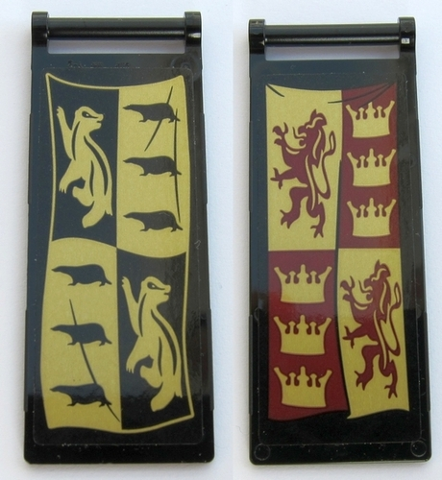 Lego Flag 7 x 3 with Bar Handle with HP Hufflepuff Banner / Gryffindor Banner Pattern (Stickers) - Set 75954