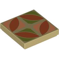 Lego Tile 2 x 2 with Dark Orange, Olive Green, and Nougat Floor Tile Print