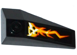 Lego Wedge 4 x 2 Triple Left with Cracks, Lava and Black Stones Pattern (Sticker) - Set 70314 / Black