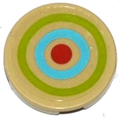 Lego Tile, Round 2 x 2 with Bottom Stud Holder with Lime, Medium Blue and Red Target Pattern (Sticker) - Set 41051