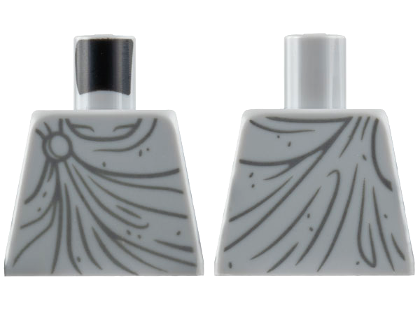 Lego Torso Statue Robe with Dark Bluish Gray Gather Lines, Wrinkles, and Clasp at Right Shoulder Pattern / Light Bluish Gray