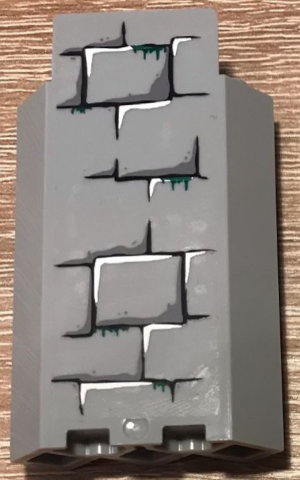 Lego Panel 3 x 3 x 6 Corner Wall without Bottom Indentations with Bricks with Dark Green Moss Pointing Down Pattern 2 (Sticker) - Set 4738 / Light Bluish Gray