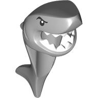 Lego Mask Shark Head with Tail and Fin with Eyes and White Teeth Print / Light Bluish Gray