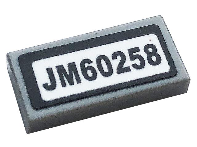 Lego Tile 1 x 2 with 'JM60258' Pattern (Sticker) - Set 60258 / Light Bluish Gray