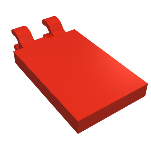 Lego Tile Special 2 x 3 with 2 Clips [Thick Open O Clips] / Red