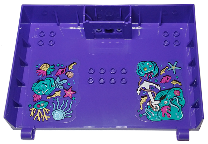 Lego Container, Book Cover Half, 16 x 12 x 2 2/3 with Lock Compartment (Storybook Adventures) with Seafloor, Shells, Fish, Coral, and Anchor Pattern (Stickers) - Set 43213