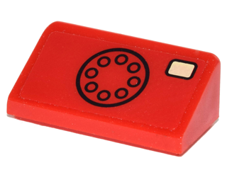 Lego Slope 30 1 x 2 x 2/3 with Black Telephone Dial and Tan Button Pattern (Sticker) - Set 10937