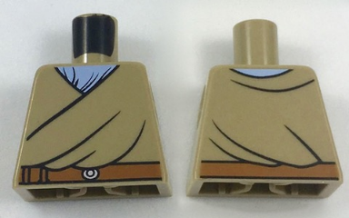 Lego Torso Robe with Dark Orange Belt over Bright Light Blue Shirt Pattern / Dark Tan