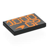 Lego Tile 2 x 3 with Orange '1.000 GP' Print / Black
