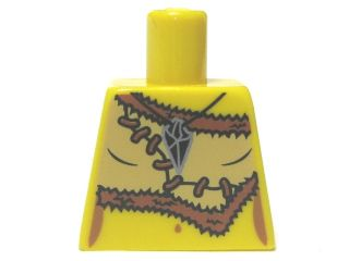 Lego Torso Female Animal Skin Top with Black and Silver Amulet Pattern / Yellow