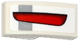 Lego Slope, Curved 2 x 1 x 2/3 with Light Bluish Gray Stripe and Red Taillight Pattern Model Left Side (Sticker) - Set 75912