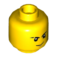 Lego Minifig Head Jay, Firm Grin / Worried Print / Yellow