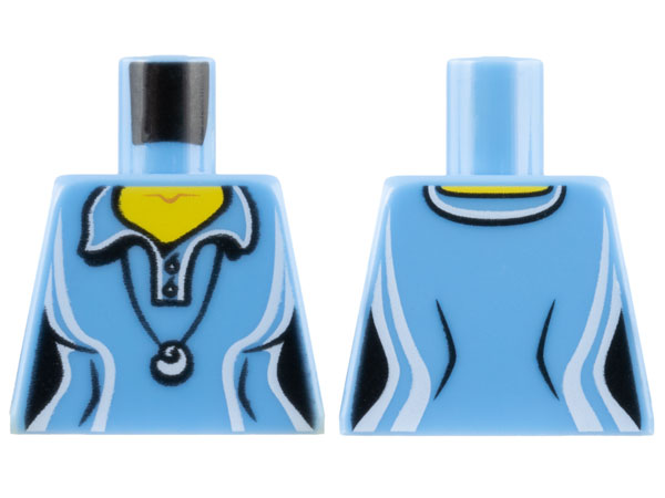 Lego Torso Female Shirt with Two Buttons and Shell Pendant Pattern / Medium Blue