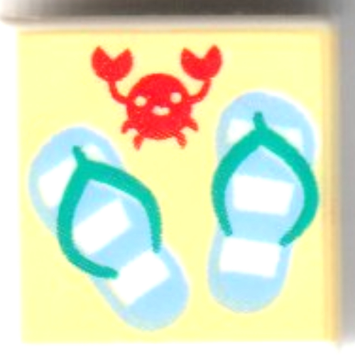 Lego Tile 1 x 1 with Medium Blue Sandals, Red Crab on Bright Light Yellow Background Print