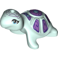 Lego Animal, Turtle with Medium Azure Eyes and Medium Lavender Shell Print / Light Aqua