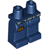 Lego Hips and Dark Blue Legs with Light Bluish Gray Belt, Silver Buckle and Orange Pixelated Alien Head Keychain Print / Dark Blue