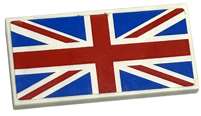Lego Tile 2 x 4 with United Kingdom Flag (Union Jack) Pattern (Sticker) - Set 75912
