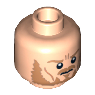 Lego Minifig Head Eomer, Dual Sided, Beard and Crow's Feet Frowning / Shouting Print [Hollow Stud] / Light Nougat