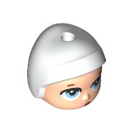 Lego Minidoll Baby Head with Lime Cap, Bright Light Blue Eyes, Surprised Print