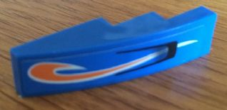Lego Slope, Curved 4 x 1 with Orange Flame and Air Intake Pattern Model Left Side (Sticker) - Set 8163 / Blue