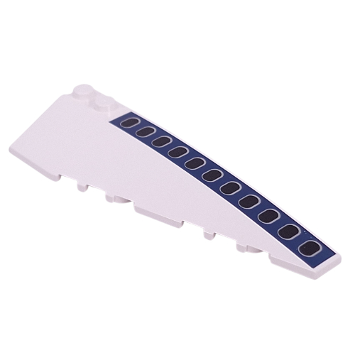 Lego Brick Wedged, Curved 10 x 3 Right with Dark Blue Stripes, Black Airplane Windows Print