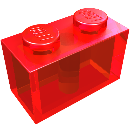Lego Brick 1 x 2 / Trans-Red