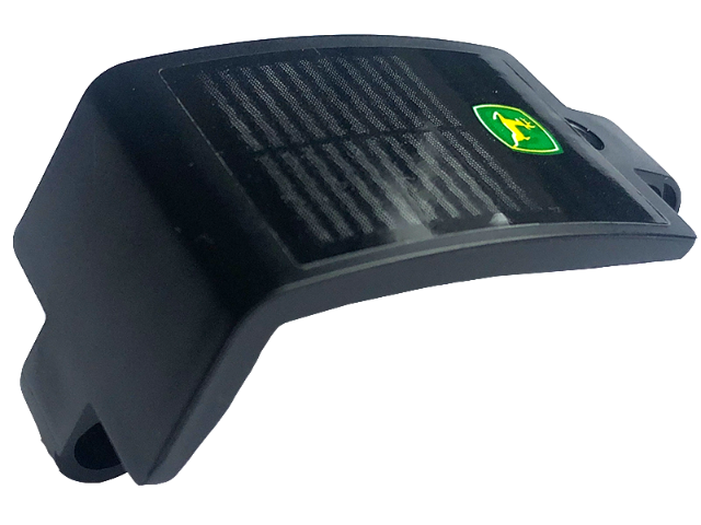 Lego Technic, Panel Curved 3 x 5 x 3 with John Deere Logo and Silver Grille Pattern (Sticker) - Set 42136 / Black