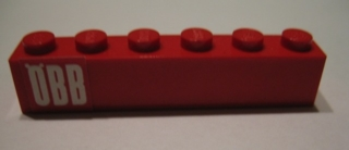 Lego Brick 1 x 6 with 'ÖBB' (OBB) Pattern (Sticker) - Set 164 / Red