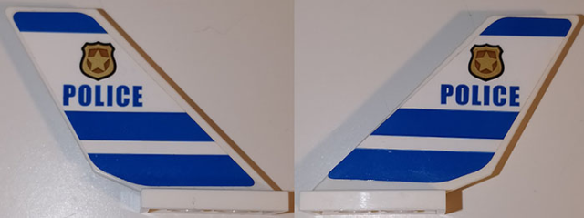 Lego Tail Shuttle with 'POLICE', Badge and Blue Stripes Pattern on Both Sides (Stickers) - Set 60138