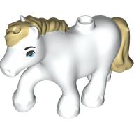 Lego Animal, Pony with Tan Mane, Tail pattern / White