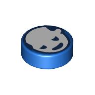 Lego Tile Round 1 x 1 with White Silhouette of Head (Hokusai) Print
