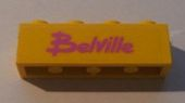 Lego Brick 1 x 4 with Dark Pink 'Belville' Pattern (Sticker) - Set 5848 / Yellow