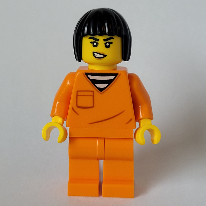 Lego Criminal, Orange Suit, Black Hair