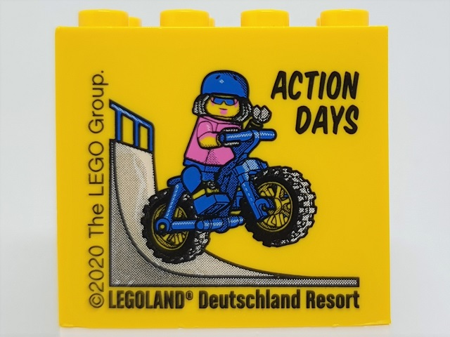 Lego Brick 2 x 4 x 3 with ACTION DAYS LEGOLAND Deutschland Resort Pattern / Yellow