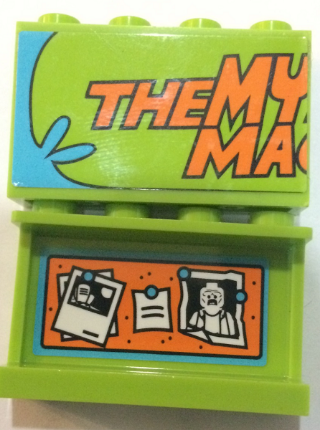 Lego Panel 1 x 4 x 2 with Side Supports - Hollow Studs with Orange 'THE MY MA' and Notes, Photos on Bulletin Board on Inside Pattern (Stickers) - Set 75902 / Lime