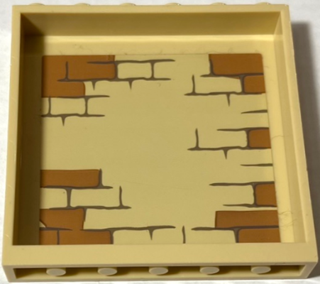 Lego Panel 1 x 6 x 5 with Tan and Dark Orange Bricks Type 1 Pattern on Inside (Sticker) - Set 75930