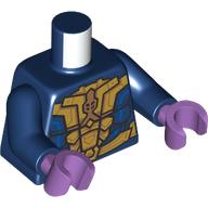 Lego Torso, Gold Armor Plating print, Dark Blue Arms, Dark Purple Hands / Dark Blue