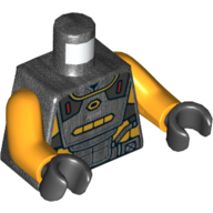 Lego Torso Armor with Silver and Bright Light Orange Plates, and 'AIM' Print, Bright Light Orange Arms, Black Hands / Pearl Titanium