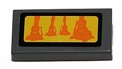Lego Tile 1 x 2 with Orange SW AT-AT Legs Pattern (Sticker) - Set 75014 / Dark Bluish Gray