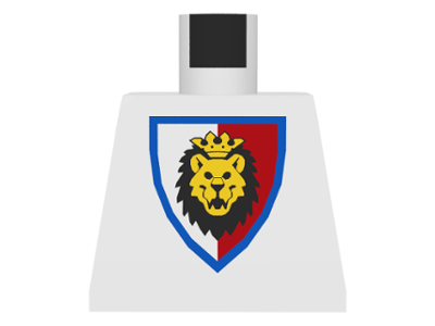 Lego Torso Castle Royal Knights Lion Head on Red/White Shield Pattern / White