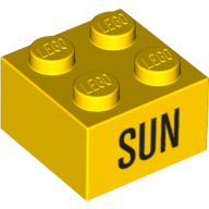 Lego Brick 2 x 2 with Black 'SUN' Print