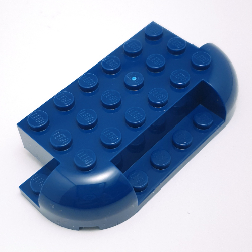 Lego Brick Curved 4 x 8 with Rounded Ends, 1 x 4 Cutout in Front, Two 1 x 2 Cutouts in Back / Dark Blue