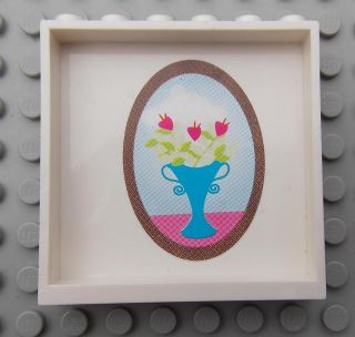 Lego Panel 1 x 6 x 5 with Picture of Vase with Flowers Pattern on Inside (Sticker) - Set 7586